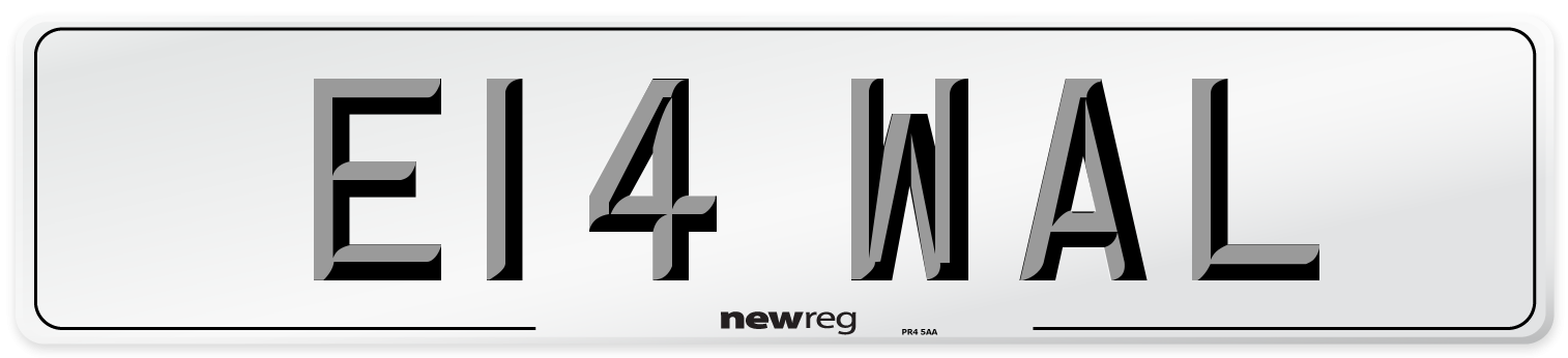E14 WAL Number Plate from New Reg